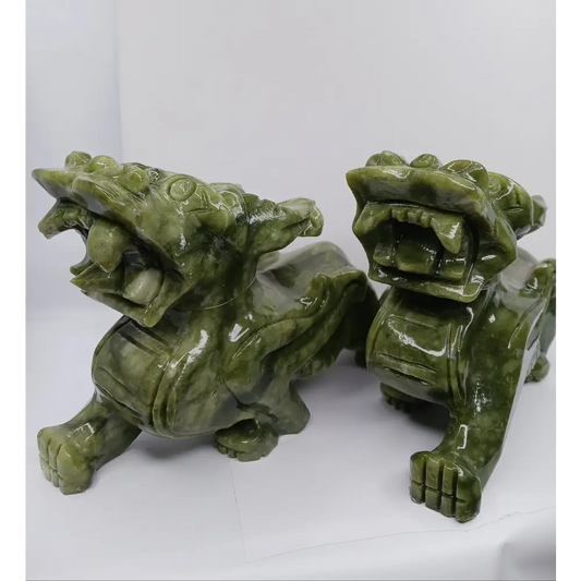 🐉💰 Large Pixiu Money Dragon Pair 8.5 x 5.25 Inch – Wealth Protection and Good Fortune ✨ - Carvings
