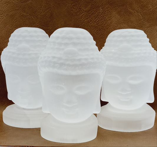 🤍✨ Large Selenite Buddha Head Carving – Enlightenment Serenity and High-Vibrational Clarity! 🧘 - Carvings