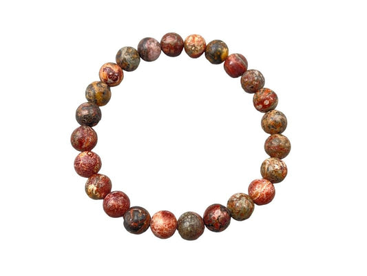🐆✨ 8mm Leopard Jasper Bead Bracelet – Strength Balance & Grounding! 🌿