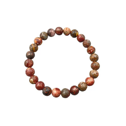 🐆✨ 8mm Leopard Jasper Bead Bracelet – Strength Balance & Grounding! 🌿