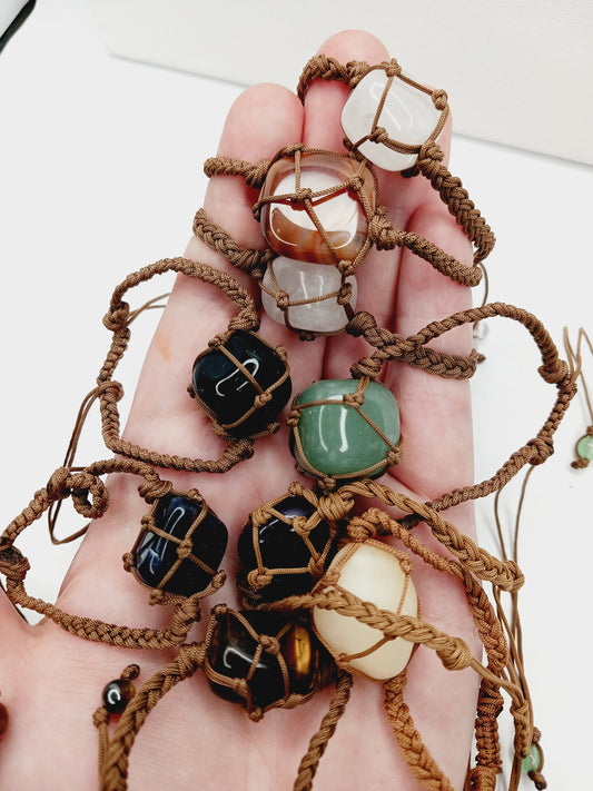 🧵🔮 Macramé Bracelets with Crystals – Adjustable Intuitive Pick – Wearable Magic & Everyday Energy! ✨ - Jewelry