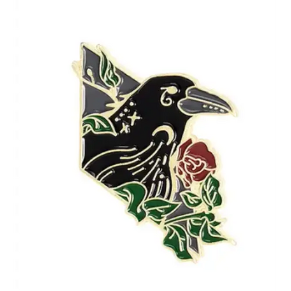 BROOCH LAPEL ENAMEL Magical Pins Pin (Page 1) - Raven Small Rose - Clothing & Apparel