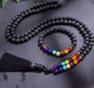 Mala Beads - Lava with Chakra with Bracelet - Jewelry