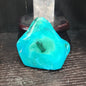 Malachite and chrysocolla specimen with vibrant green bands and blue-teal hues, displayed on a white background. Perfect for transformation, heart healing, and inner wisdom.