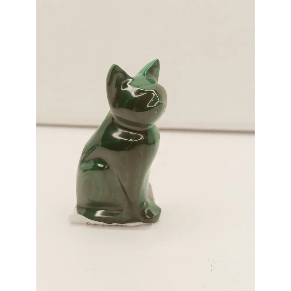 🐾💚 Malachite Animal Carvings – Transformation Protection and Heart Healing ✨ - Cat