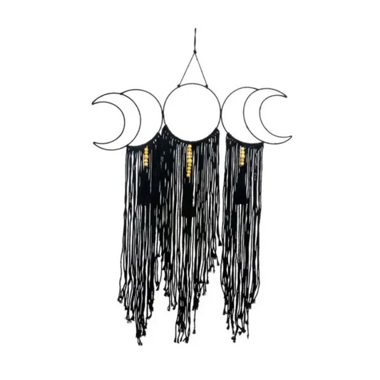 Metal Wall Hanging w/ Fringe - Moon Phases Black - Home Decor