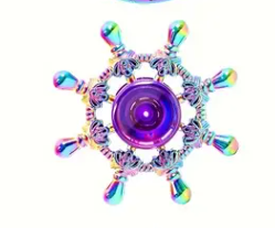 Metallic Rainbow Colored Fidget Spinners with Smooth Spin - Boat Steering Wheel lol - Chilling Out Accessories