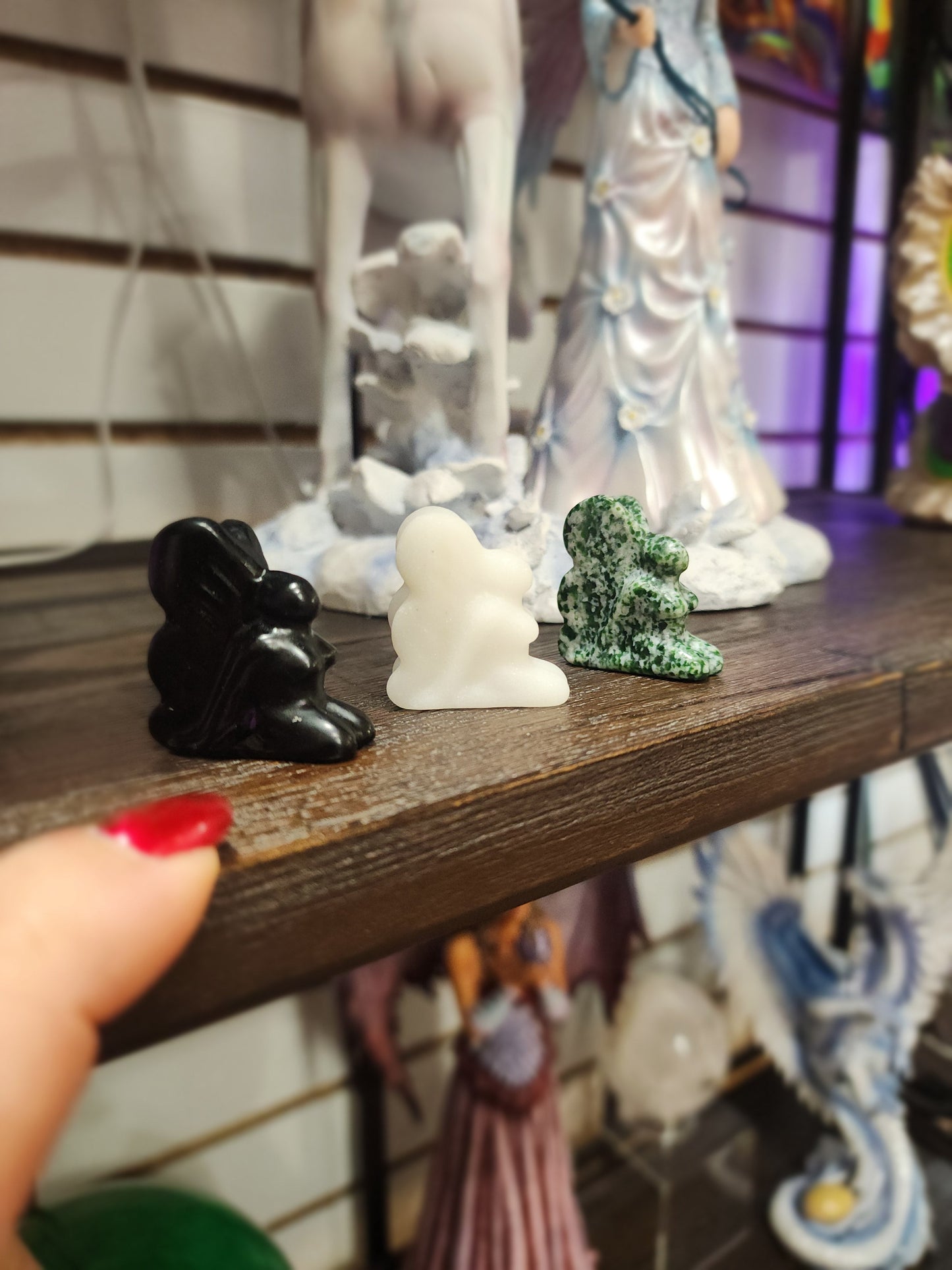 Little Stone Carvings- Owl Gnome Fairy Mushroom Llama Middle fingers and Bats - fairy