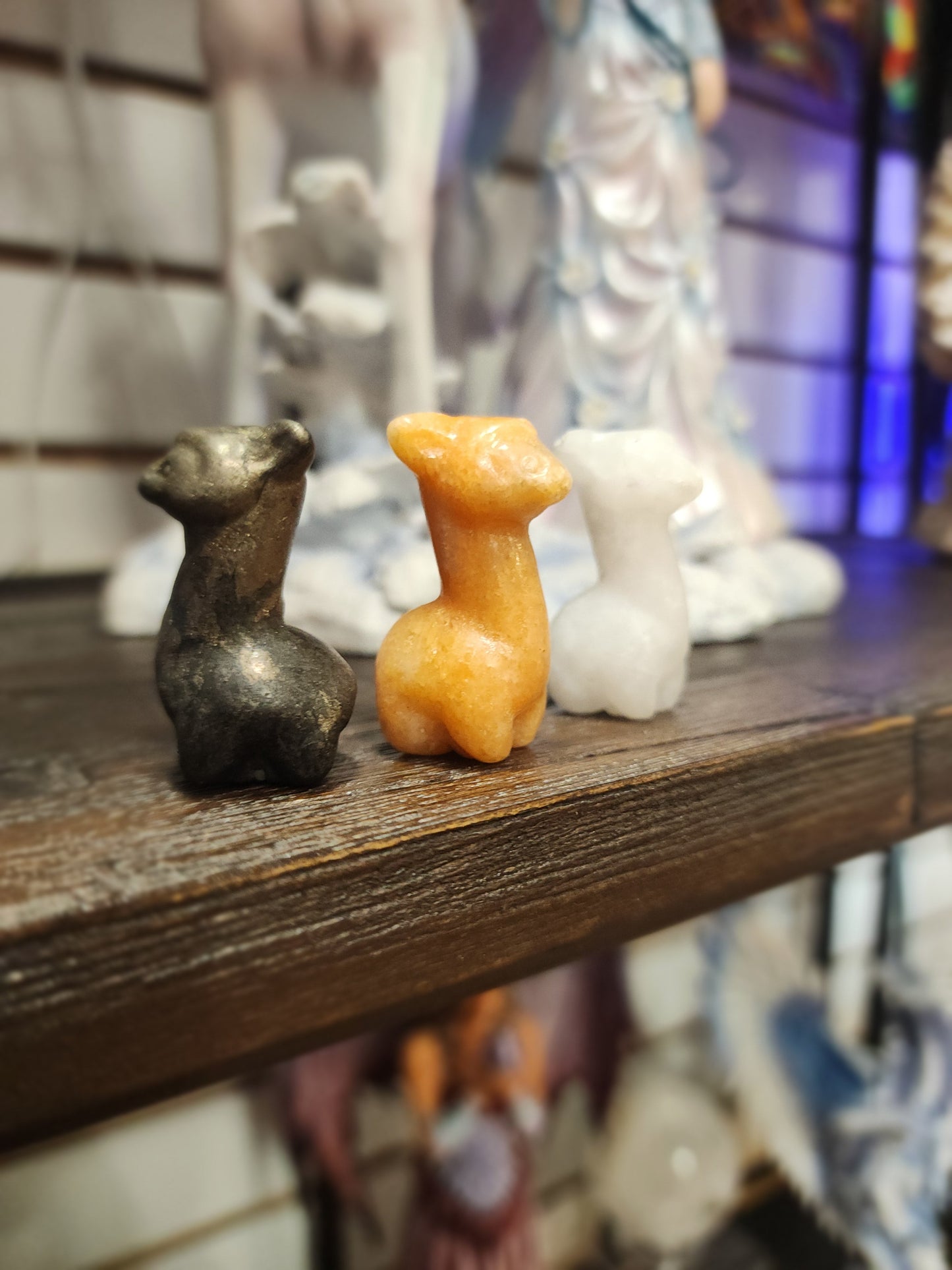 Little Stone Carvings- Owl Gnome Fairy Mushroom Llama Middle fingers and Bats - llama