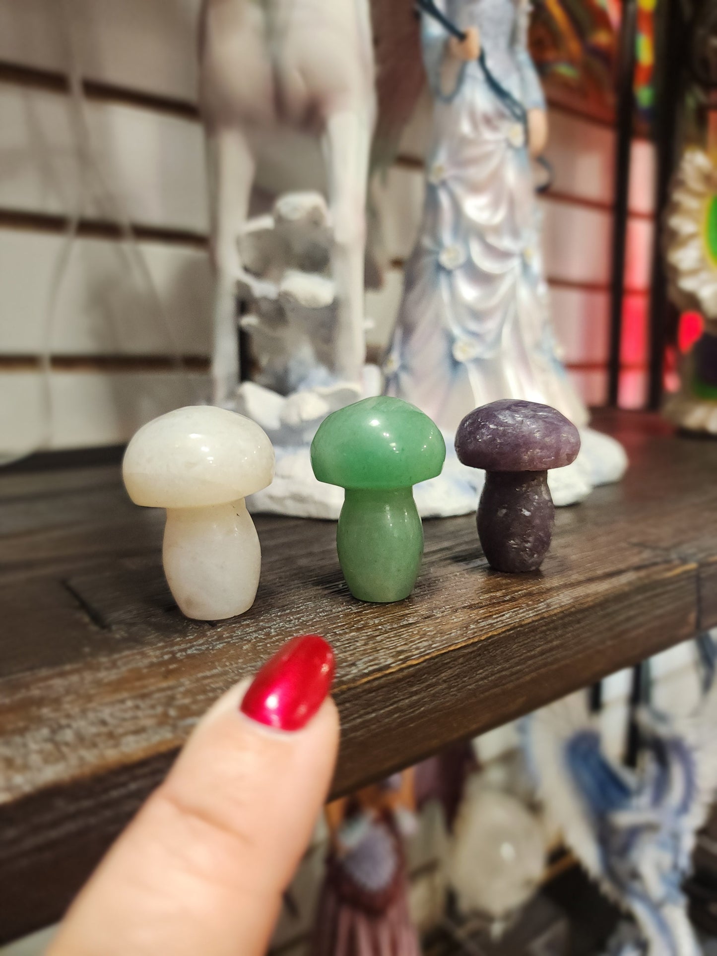 Little Stone Carvings- Owl Gnome Fairy Mushroom Llama Middle fingers and Bats - mushroom