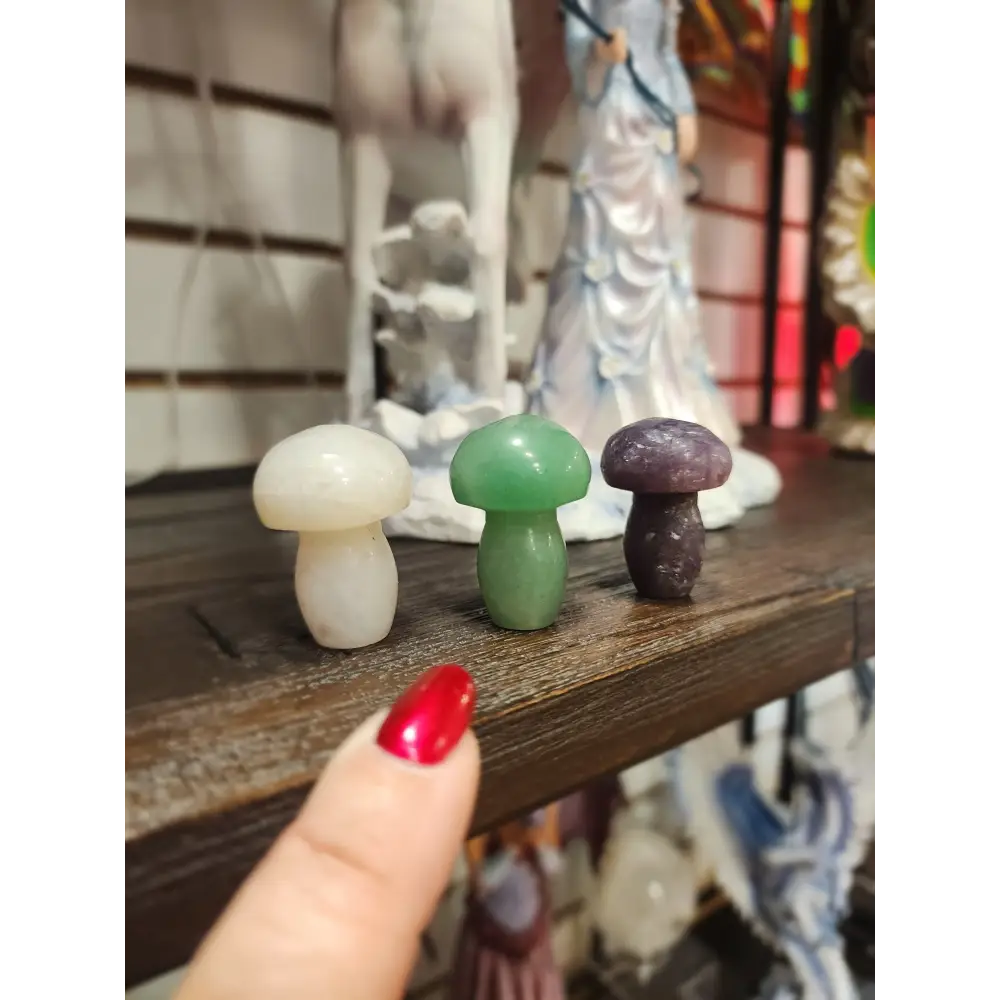 Little Stone Carvings- Owl Gnome Fairy Mushroom Llama Middle fingers and Bats - mushroom