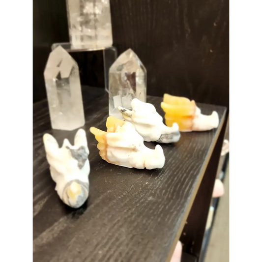 🐉✨ Mixed Material Crystal Dragon Heads – 3’’ – Mystical Guardians & Unique Energy Blends! 🌈 - Carvings