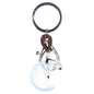 🌙🔑 Moon Keychains with Assorted Stones – Celestial Charm Crystal Energy and Everyday Magic! ✨ - Opalite-Aura- Rainbow
