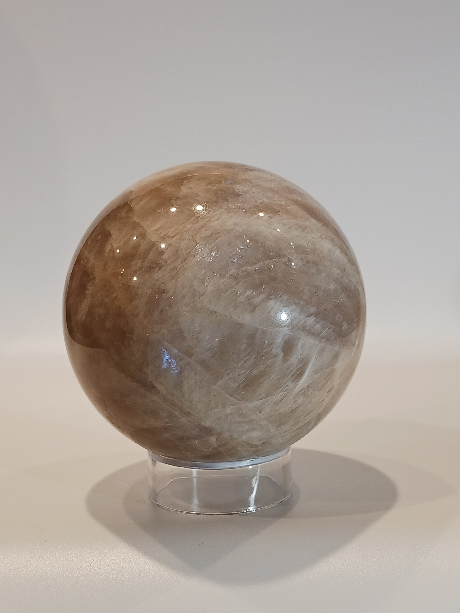 Moonstone with Sunstone Sphere – Harmony & Empowerment Crystal | The Mystical Moons - 1 - 3’’ - Spheres