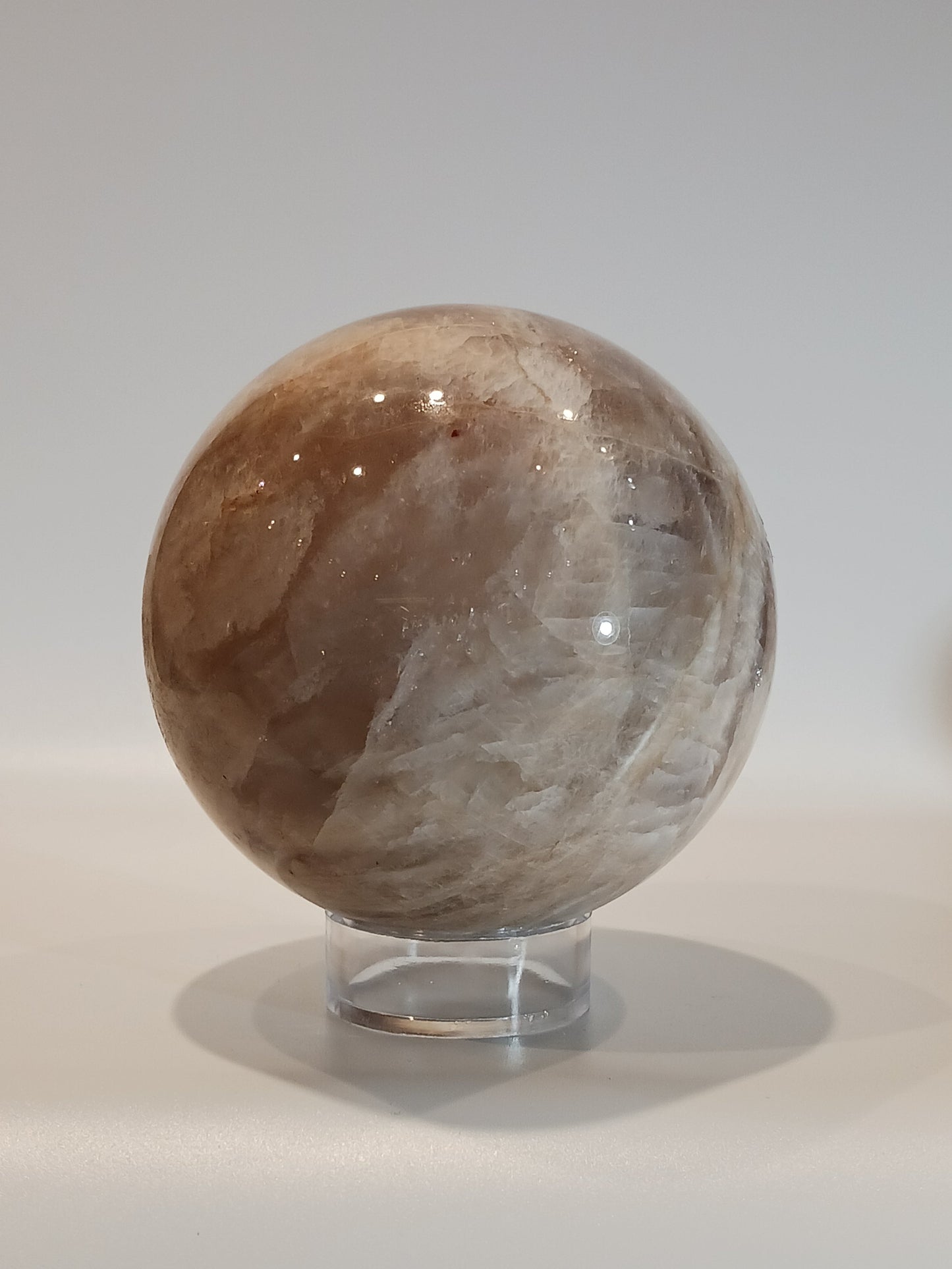 Moonstone with Sunstone Sphere – Harmony & Empowerment Crystal | The Mystical Moons - 7 2 1/4’’ - Spheres
