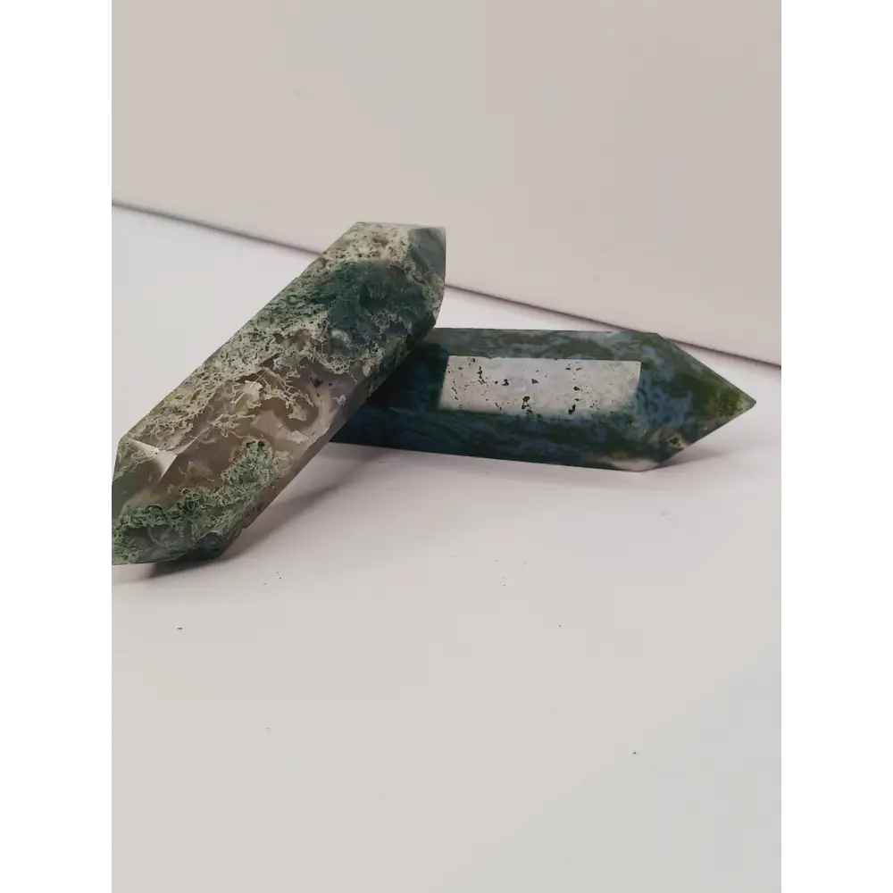 🌿✨ Moss Agate Double Terminated Point – Growth Balance and Nature’s Magic 💚 - Towers