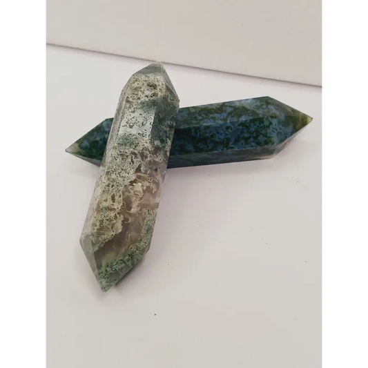 🌿✨ Moss Agate Double Terminated Point – Growth Balance and Nature’s Magic 💚 - Towers