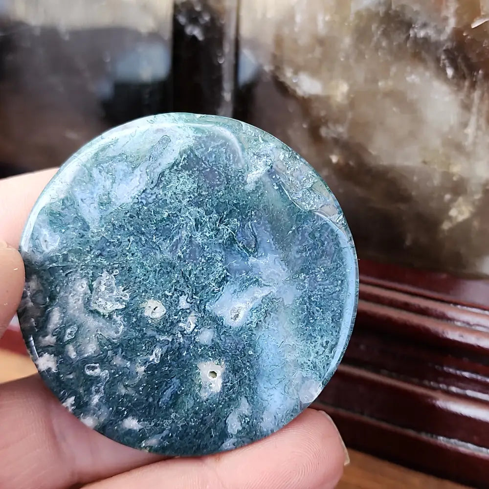 Moss Agate Mini Plate & Leaf - 1 - Carvings