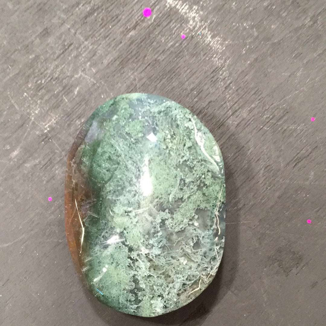 Incredible Moss Agate Palmstones and Hearts - 5 - PALM