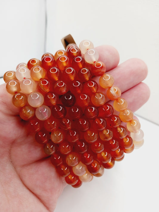 🍊✨ Orange Carnelian 8 mm Bracelet – Vitality Creativity and Sacral Chakra Power! 🔥 - OMC BRACELETS
