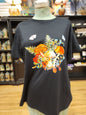 Orange Mushrooms Butterflies Tee - Spiritual Tshirt Designs - Black / 2Xlarge - Clothing & Apparel