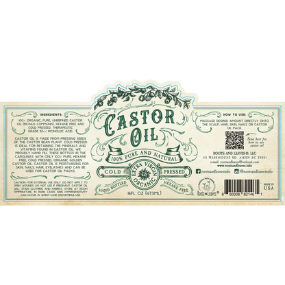 Organic Cold Pressed Castor Oil Hexane Free USA bottled: 2 oz - Herbs & Accessories