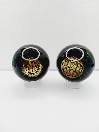 🌟🔮 Orgonite Spheres – Multi-Crystal Energy for Protection & Harmony! ✨ - Obsidian - Spheres