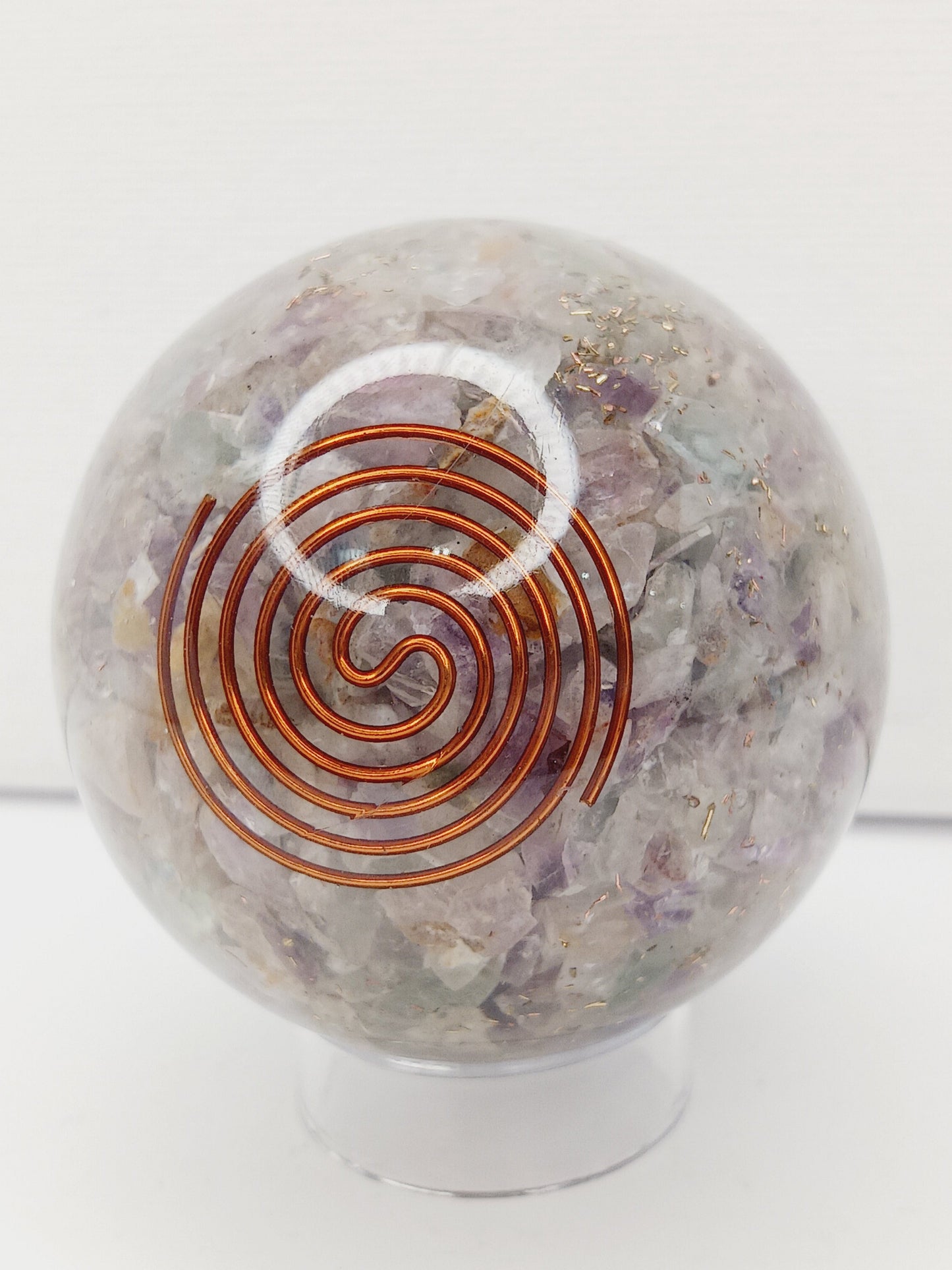 🌟🔮 Orgonite Spheres – Multi-Crystal Energy for Protection & Harmony! ✨ - Rainbow Fluorite - Spheres