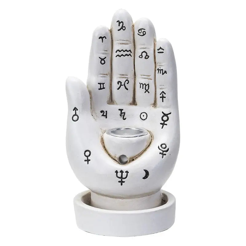🖐️✨ Palmistry Backflow Incense Burner – Mystical Energy & Mesmerizing Flow! 🌬️ - White - Statues
