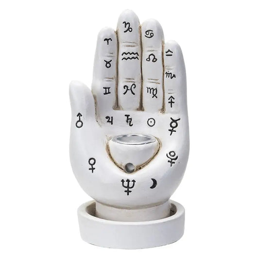 🖐️✨ Palmistry Backflow Incense Burner – Mystical Energy & Mesmerizing Flow! 🌬️ - White - Statues