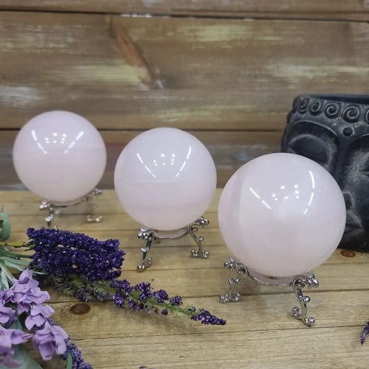 Pink Calcite Sphere – Heart Healing Gentle Comfort UV Reactive Glow 💗✨ - 1 - Spheres