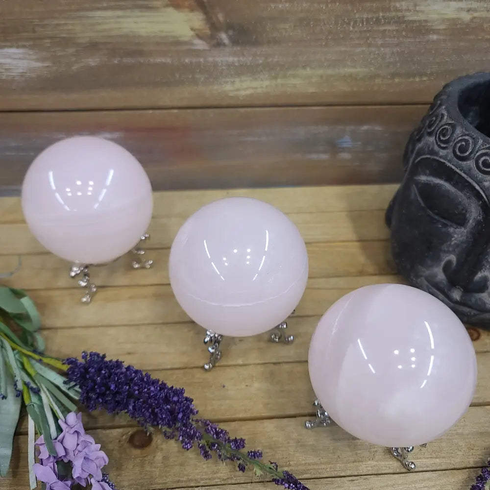 Pink Calcite Sphere – Heart Healing Gentle Comfort UV Reactive Glow 💗✨ - Spheres