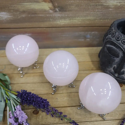 Pink Calcite Sphere – Heart Healing Gentle Comfort UV Reactive Glow 💗✨ - Spheres