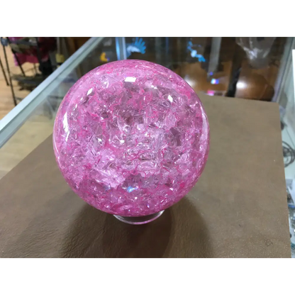🌸✨ Pink Glass Crackle Sphere – Radiant Energy & Elegant Transformation! 💖 - Spheres