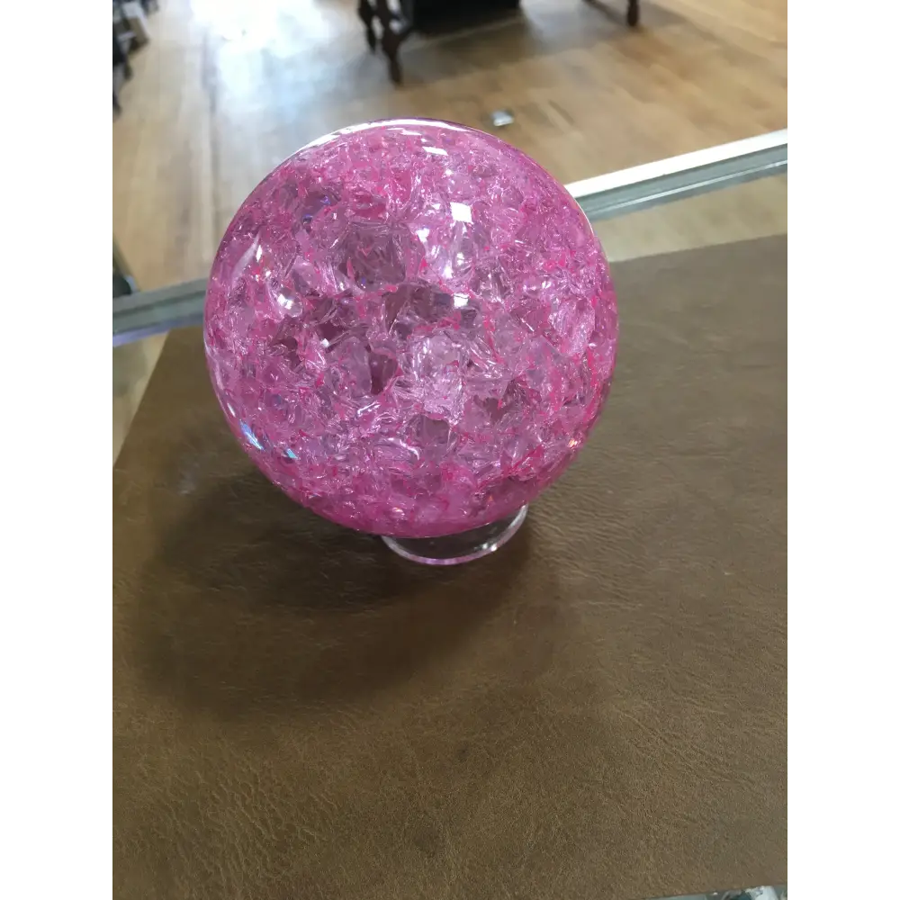 🌸✨ Pink Glass Crackle Sphere – Radiant Energy & Elegant Transformation! 💖 - Spheres