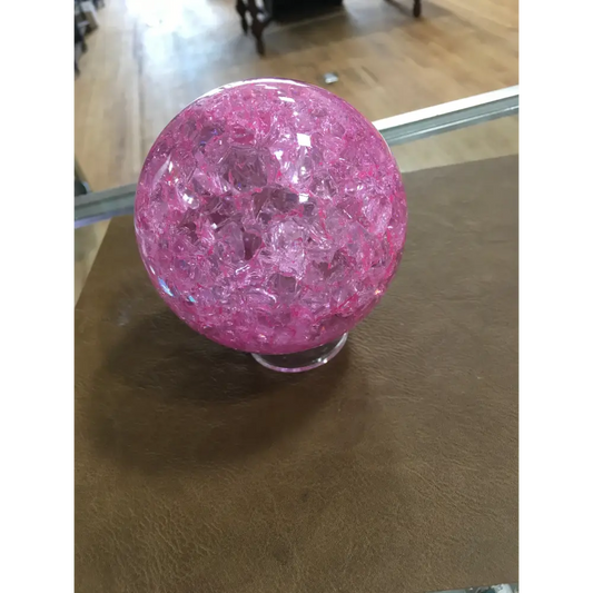 🌸✨ Pink Glass Crackle Sphere – Radiant Energy & Elegant Transformation! 💖 - Spheres