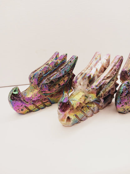 🐉💜 Purple Aura Dragon Head – Sphalerite 4’’ – Power Transformation and Mystical Protection ✨ - Carvings
