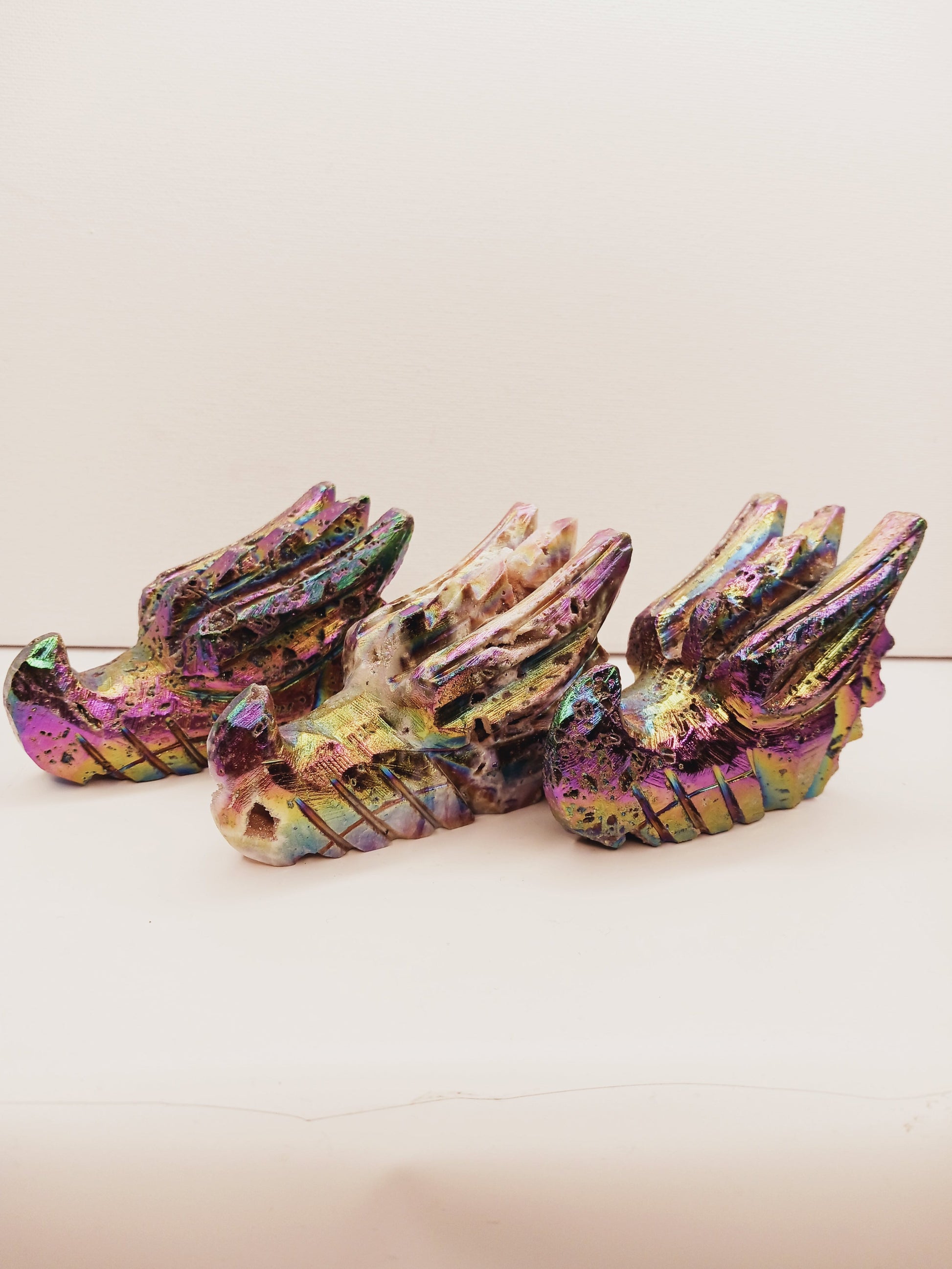 🐉💜 Purple Aura Dragon Head – Sphalerite 4’’ – Power Transformation and Mystical Protection ✨ - Carvings