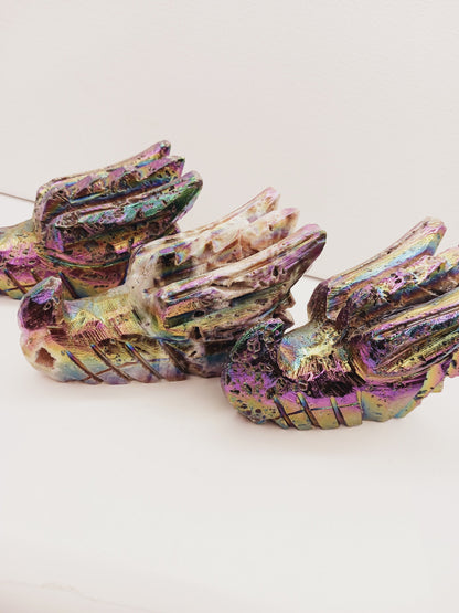 🐉💜 Purple Aura Dragon Head – Sphalerite 4’’ – Power Transformation and Mystical Protection ✨ - Carvings
