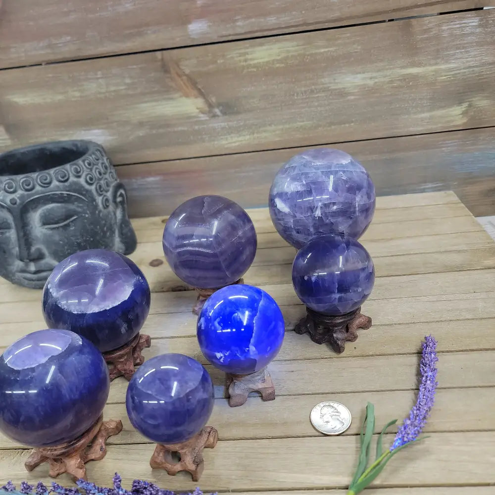 Purple Fluorite Sphere (1 3/4’’ to 3 1/2’’) – Intuition & Focus Crystal | The Mystical Moons - Spheres