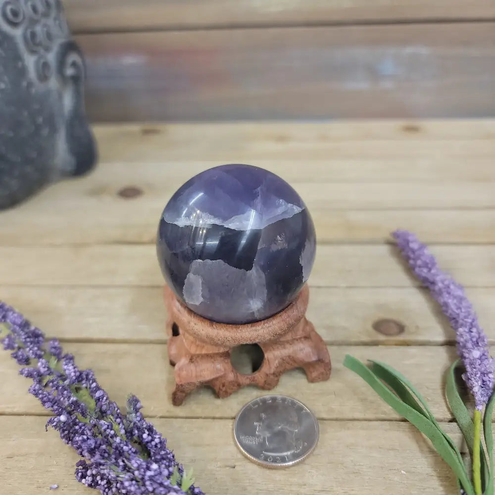 Purple Fluorite Sphere (1 3/4’’ to 3 1/2’’) – Intuition & Focus Crystal | The Mystical Moons - 25. FLUORITE SPHERE - 1