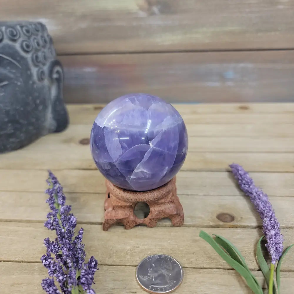 Purple Fluorite Sphere (1 3/4’’ to 3 1/2’’) – Intuition & Focus Crystal | The Mystical Moons - 12. FLUORITE SPHERE - 2