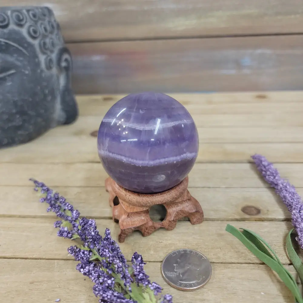 Purple Fluorite Sphere (1 3/4’’ to 3 1/2’’) – Intuition & Focus Crystal | The Mystical Moons - 18. FLUORITE SPHERE - 2