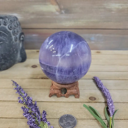 Purple Fluorite Sphere (1 3/4’’ to 3 1/2’’) – Intuition & Focus Crystal | The Mystical Moons - 3. FLUORITE SPHERE - 3