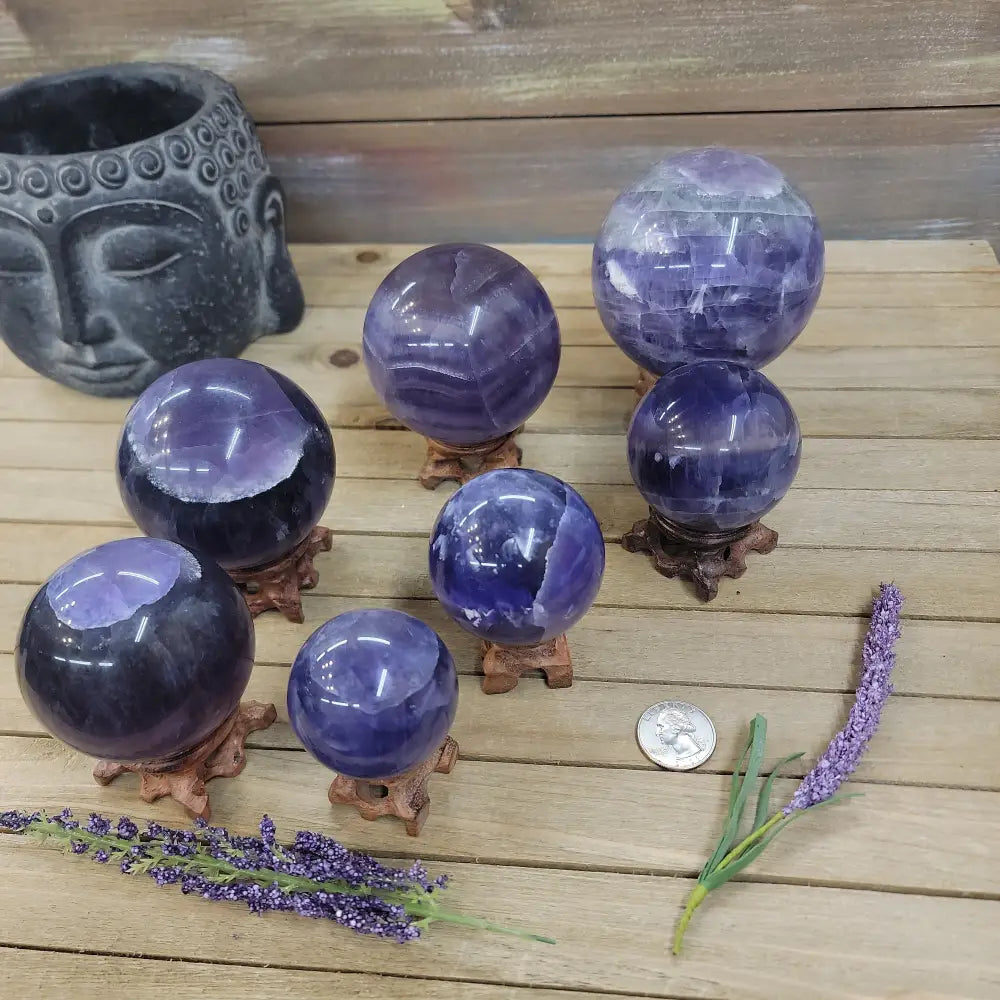 Purple Fluorite Sphere (1 3/4’’ to 3 1/2’’) – Intuition & Focus Crystal | The Mystical Moons - Spheres