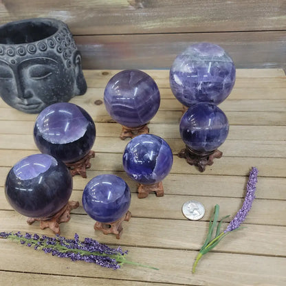 Purple Fluorite Sphere (1 3/4’’ to 3 1/2’’) – Intuition & Focus Crystal | The Mystical Moons - Spheres