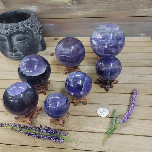 Purple Fluorite Sphere (1 3/4’’ to 3 1/2’’) – Intuition & Focus Crystal | The Mystical Moons - Spheres
