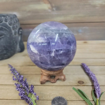 Purple Fluorite Sphere (1 3/4’’ to 3 1/2’’) – Intuition & Focus Crystal | The Mystical Moons - 1. FLUORITE SPHERE - 3