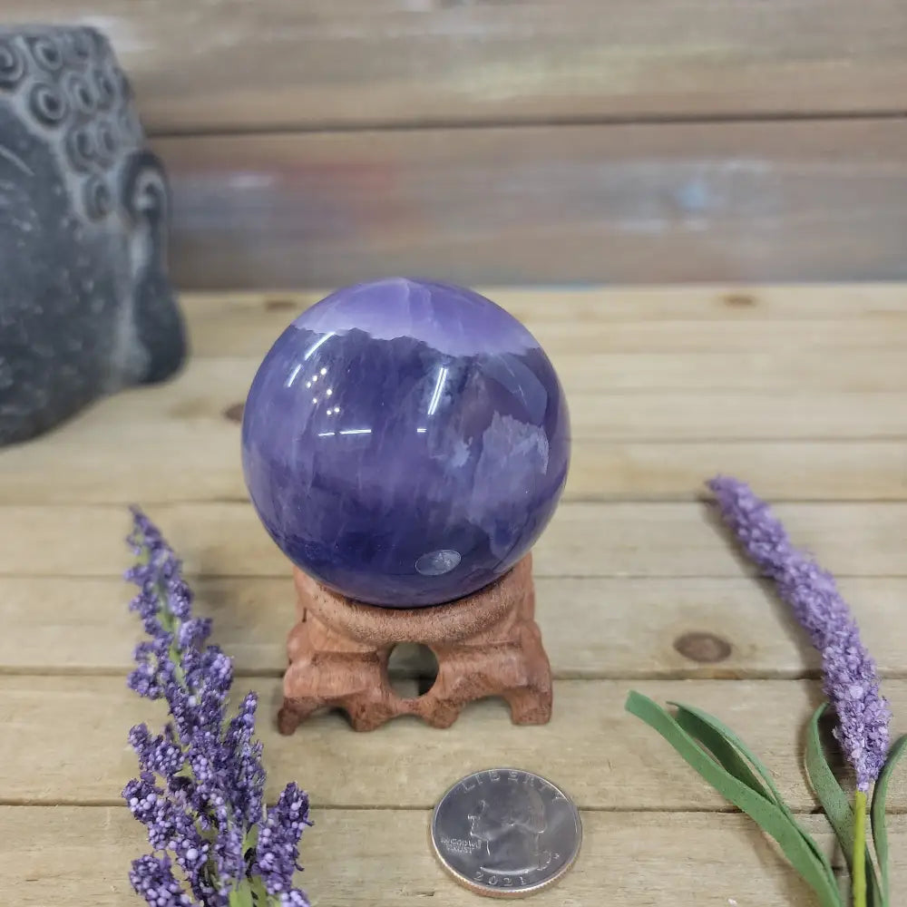 Purple Fluorite Sphere (1 3/4’’ to 3 1/2’’) – Intuition & Focus Crystal | The Mystical Moons - 14. FLUORITE SPHERE - 2