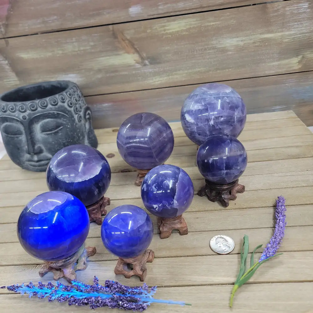 Purple Fluorite Sphere (1 3/4’’ to 3 1/2’’) – Intuition & Focus Crystal | The Mystical Moons - Spheres
